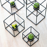 Maxbell Nordic 3D Geometric Iron Candlestick Table Patio Decor Size 4_9.5x9.5x20.5cm