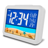 Maxbell LCD Color Screen Alarm Clock Digital Beside Clock for Students Seaside