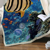 Maxbell Pineapple print Sherpa Blanket  Plush Soft Comfortable Throw size Underwater World_1