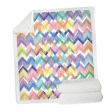 Maxbell Pineapple print Sherpa Blanket  Plush Soft Comfortable Throw size Colorful Wavy Strips