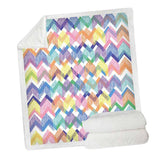 Maxbell Pineapple print Sherpa Blanket  Plush Soft Comfortable Throw size Colorful Wavy Strips