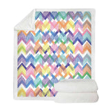 Maxbell Pineapple print Sherpa Blanket  Plush Soft Comfortable Throw size Colorful Wavy Strips