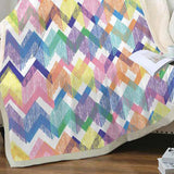 Maxbell Pineapple print Sherpa Blanket  Plush Soft Comfortable Throw size Colorful Wavy Strips