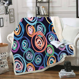 Maxbell Pineapple print Sherpa Blanket  Plush Soft Comfortable Throw size Colorful Circles