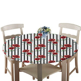 Maxbell Stretch Round Dining Table Top Cover Waterproof Tablecloth Rose Flower