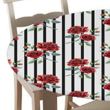 Maxbell Stretch Round Dining Table Top Cover Waterproof Tablecloth Rose Flower