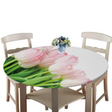 Maxbell Stretch Round Dining Table Top Cover Waterproof Tablecloth Pink Rose