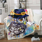 Maxbell Soft Comfortable Digital Printing Flannel Blanket Sofa Throw  Owl