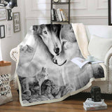 Maxbell Soft Warm Fleece Throw Blanket for Couch Sofa 50 x 60'' Wolf-A
