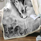 Maxbell Soft Warm Fleece Throw Blanket for Couch Sofa 50 x 60'' Wolf-A