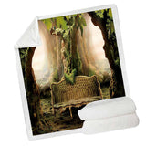Maxbell Soft Warm Fleece Throw Blanket for Couch Sofa 50 x 60'' Forest View
