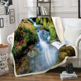 Maxbell Soft Warm Fleece Throw Blanket for Couch Sofa 50 x 60'' Mountain River