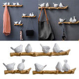 Maxbell 3pcs Resin Birds Figurine Wall Hooks Coat Rack Holder Clothes Wall Hanger