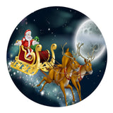 Xmas Theme Waterproof Tablecloth for Round Table 1.2m Dia Elk Santa