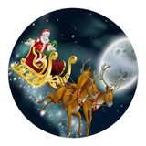 Xmas Theme Waterproof Tablecloth for Round Table 1.2m Dia Elk Santa