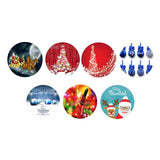 Xmas Theme Waterproof Tablecloth for Round Table 1.2m Dia Elk Santa