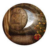 Maxbell Round Christmas Table Cover Cloth for 120cm Kitchen Tables Wooden Door