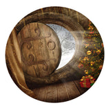 Maxbell Round Christmas Table Cover Cloth for 120cm Kitchen Tables Wooden Door