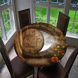 Maxbell Round Christmas Table Cover Cloth for 120cm Kitchen Tables Wooden Door