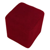 Foot Stool Slipcover Stretch Ottoman Rectangle Footstool Cover Wine red