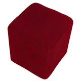 Foot Stool Slipcover Stretch Ottoman Rectangle Footstool Cover Wine red