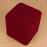 Foot Stool Slipcover Stretch Ottoman Rectangle Footstool Cover Wine red