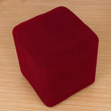 Foot Stool Slipcover Stretch Ottoman Rectangle Footstool Cover Wine red