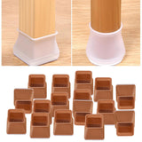 Silicone Chair Leg Caps Feet Cover Pads Protectors Brown Square