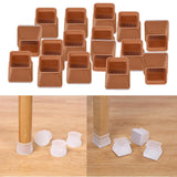 Silicone Chair Leg Caps Feet Cover Pads Protectors Brown Square