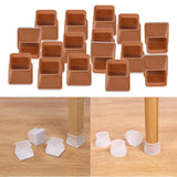 Silicone Chair Leg Caps Feet Cover Pads Protectors Brown Square