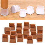 Silicone Chair Leg Caps Feet Cover Pads Protectors Brown Square