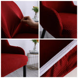 1pc Wing Back Dining Chair Cover Reusable Protector Seat Covers for Decor wine red