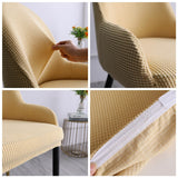 1pc Wing Back Dining Chair Cover Reusable Protector Seat Covers for Decor beige