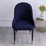 1pc Wing Back Dining Chair Cover Reusable Protector Seat Covers for Decor dark blue