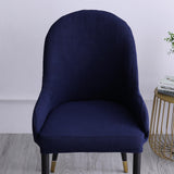 1pc Wing Back Dining Chair Cover Reusable Protector Seat Covers for Decor dark blue