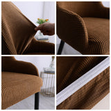 1pc Wing Back Dining Chair Cover Reusable Protector Seat Covers for Decor light coffee