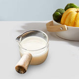 Milk Pot Heat-Resistant Soup Sauce Pan With Wood Handle Kitchen 100ml