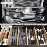 Maxbell 2x4x Bamboo Adjustable Drawer Dividers Expandable Utensil Organizer Separators 43x6x1.5cm