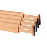 Maxbell 2x4x Bamboo Adjustable Drawer Dividers Expandable Utensil Organizer Separators 43x6x1.5cm