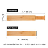 Maxbell 2x4x Bamboo Adjustable Drawer Dividers Expandable Utensil Organizer Separators 43x6x1.5cm