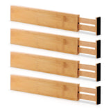 Maxbell 2x4x Bamboo Adjustable Drawer Dividers Expandable Utensil Organizer Separators 43x6x1.5cm