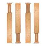 Maxbell 2x4x Bamboo Adjustable Drawer Dividers Expandable Utensil Organizer Separators 43x6x1.5cm