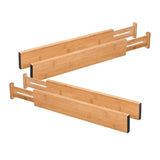 Maxbell 2x4x Bamboo Adjustable Drawer Dividers Expandable Utensil Organizer Separators 43x6x1.5cm