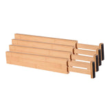 Maxbell 2x4x Bamboo Adjustable Drawer Dividers Expandable Utensil Organizer Separators 43x6x1.5cm