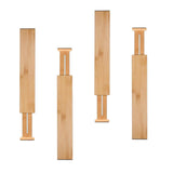 Maxbell 2x4x Bamboo Adjustable Drawer Dividers Expandable Utensil Organizer Separators 43x6x1.5cm