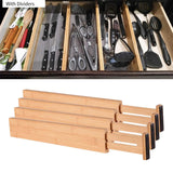 Maxbell 2x4x Bamboo Adjustable Drawer Dividers Expandable Utensil Organizer Separators 43x6x1.5cm