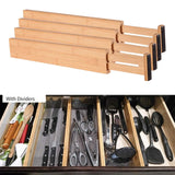Maxbell 2x4x Bamboo Adjustable Drawer Dividers Expandable Utensil Organizer Separators 43x6x1.5cm