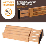 Maxbell 2x4x Bamboo Adjustable Drawer Dividers Expandable Utensil Organizer Separators 43x6x1.5cm