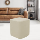 Square Foot Rest Ottoman Covers Decorative Footstool Slipcover Milky White