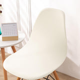 Elastic Shell Chair Cover Solid Color Banquet Home Soft Polyester Slipcover cream white